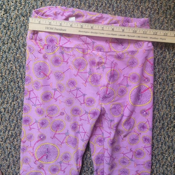 OS LuLaRoe Soft Stretchy Leggings Pink Purple Bicycle Print Leggings One Size - Picture 3 of 7